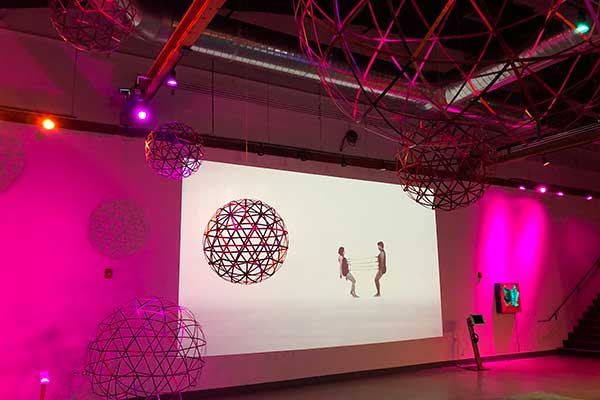 Geodesic Hacksaw Spheres by Clint Imboden | Performance Video Projection by Capacitor at Local Love Oakland